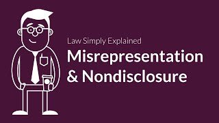 Misrepresentation and Nondisclosure  Contracts  Defenses amp Excuses [upl. by Maisie]