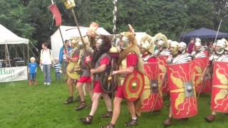 Roman Reenactment at the Amphitheatre in Caerleon Marching In [upl. by Ndnarb]