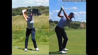 Justin Thomas golf swing  Long Iron faceon amp downtheline July 2017 [upl. by Guenzi]