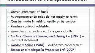 Misrepresentation Lecture 1 of 4 [upl. by Lamhaj]